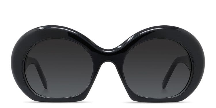 Curvy Black Round Sunglasses